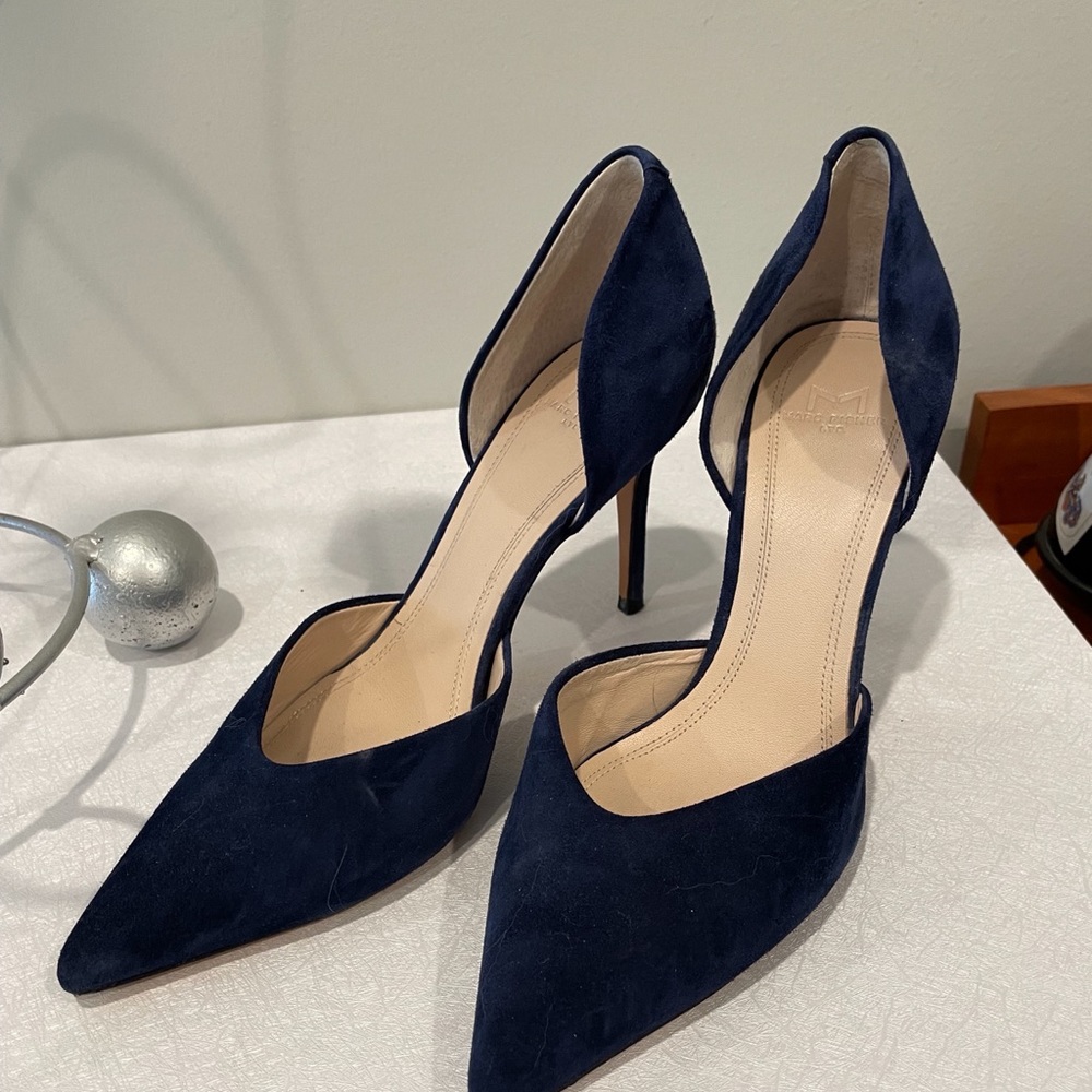 Navy suede heels